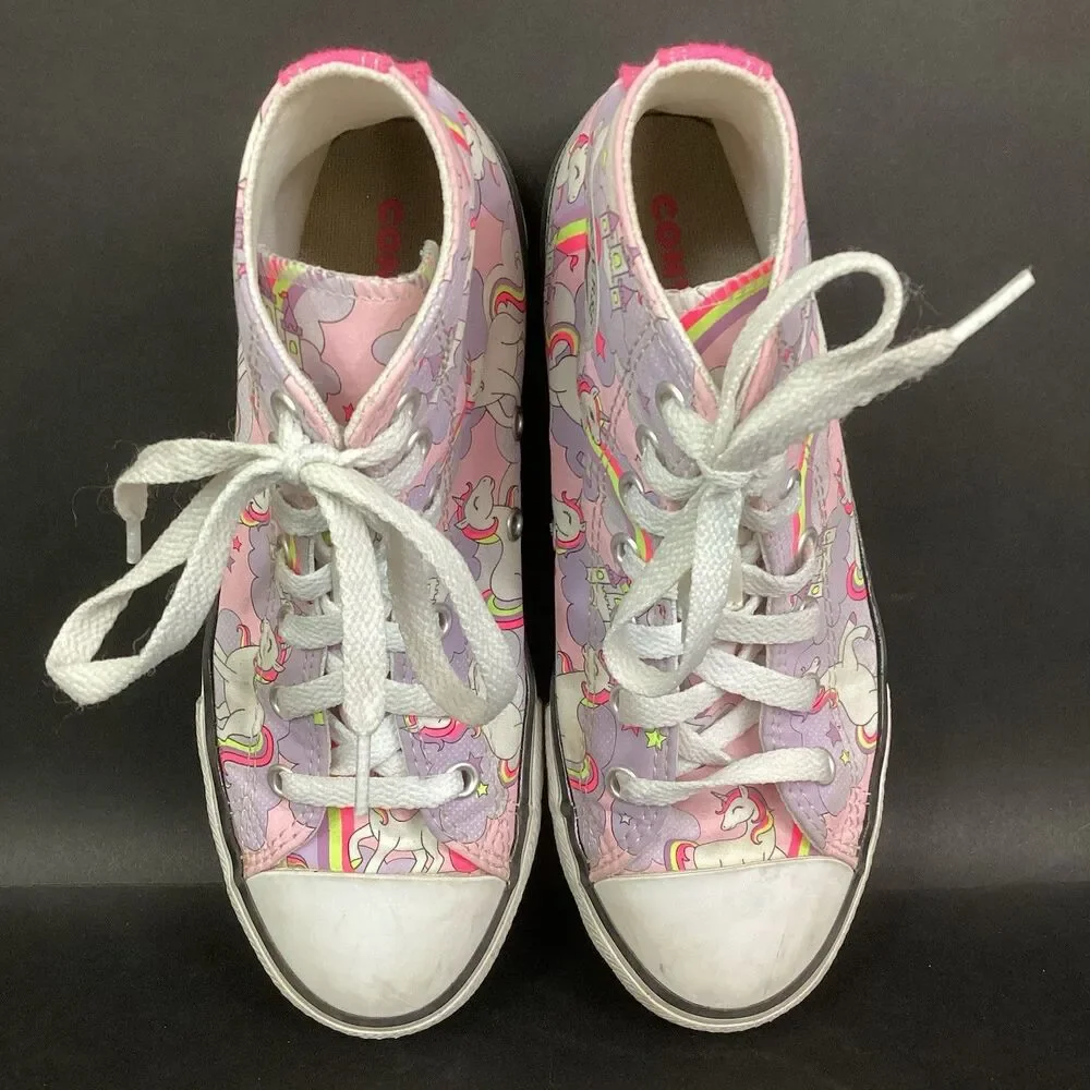 Converse Chuck Taylor All Star High -Girl's Sz 3 -Neon Unicorn Sneakers 669107F